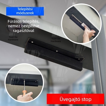 XWD üveges ajtó stopper, alumíniumötvözet, egyirányú ütközésgátló ajtóstop külső nyitású ajtókhoz