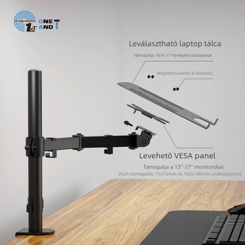 Monitor állvány robotkarral, forgó ergonomikus kijelző-emelő asztallal, modell M074-B