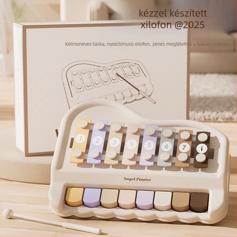 Műanyag nyolc hangú kézi zongorajáték babáknak és kisgyerekeknek – oktatási ütőhangszer a szülő-gyermek interakcióhoz és az érdeklődés fejlesztéséhez