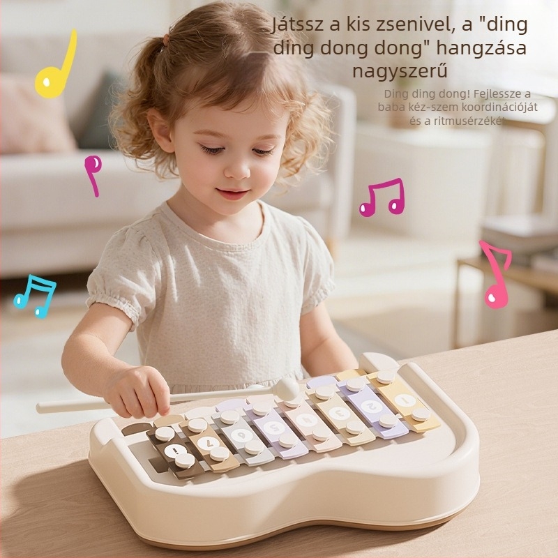 Műanyag nyolc hangú kézi zongorajáték babáknak és kisgyerekeknek – oktatási ütőhangszer a szülő-gyermek interakcióhoz és az érdeklődés fejlesztéséhez