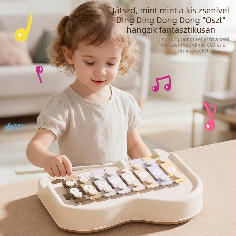 Műanyag nyolc hangú kézi zongorajáték babáknak és kisgyerekeknek – oktatási ütőhangszer a szülő-gyermek interakcióhoz és az érdeklődés fejlesztéséhez