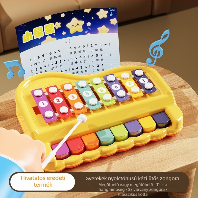 Műanyag nyolc hangú kézi zongorajáték babáknak és kisgyerekeknek – oktatási ütőhangszer a szülő-gyermek interakcióhoz és az érdeklődés fejlesztéséhez
