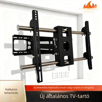 Univerzális televíziós falra szerelhető tartó teleszkópos karokkal, forgó mechanizmussal és állítható dőlésszöggel, acél szerkezet, kompatibil intelligens TV-kkel.