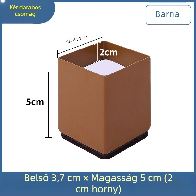 Szénacél horonyos lábvédő kanapé- és asztallábakhoz, négyszögletes forma, csúszásmentes, 2 cm magasságú, modern minimál stílus