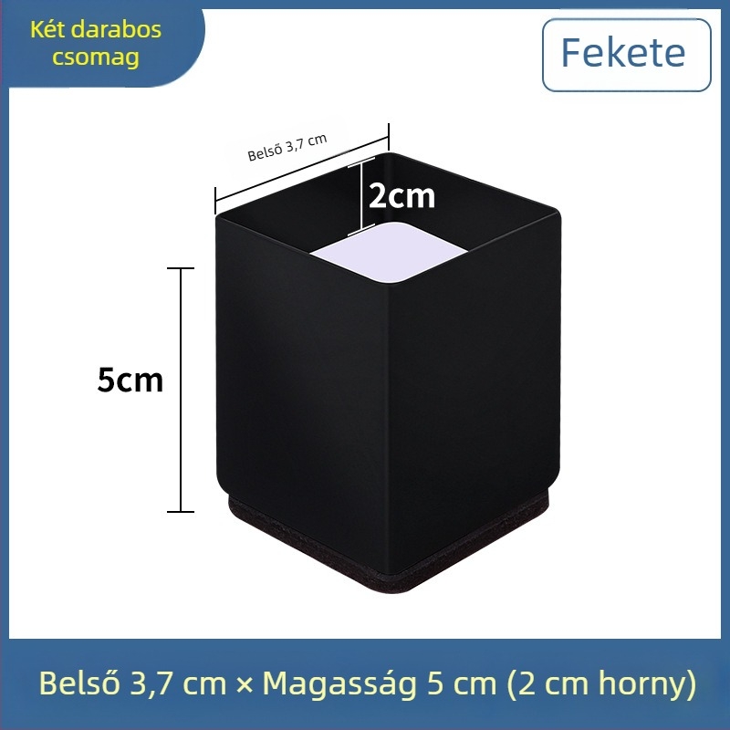 Szénacél horonyos lábvédő kanapé- és asztallábakhoz, négyszögletes forma, csúszásmentes, 2 cm magasságú, modern minimál stílus