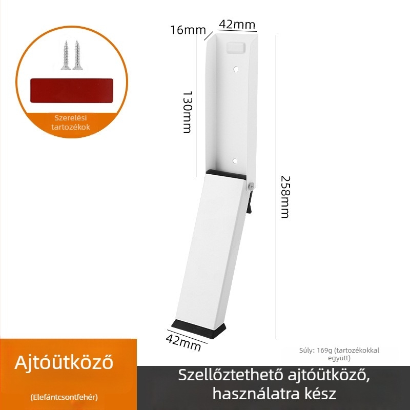 Fúrás nélküli acél ajtóstop, láb által működtetett, rozsdamentes acélból, hajlított mágneses záró, szélálló és csúszásmentes dizájn