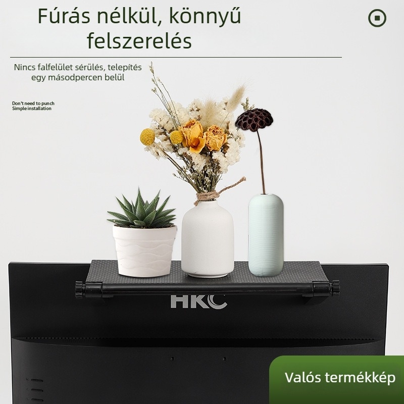 Fali szerelésű router- és set-top box tároló, 5 polcos, PP anyag, horog típusú szerelés, telepítés nélkül