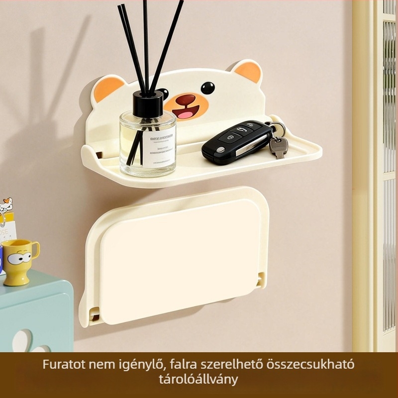 Összecsukható falra szerelhető tároló fürdőszobához, telefontartó a vécé mellett, fúrás nélküli kollégiumi tároló, set-top box polc