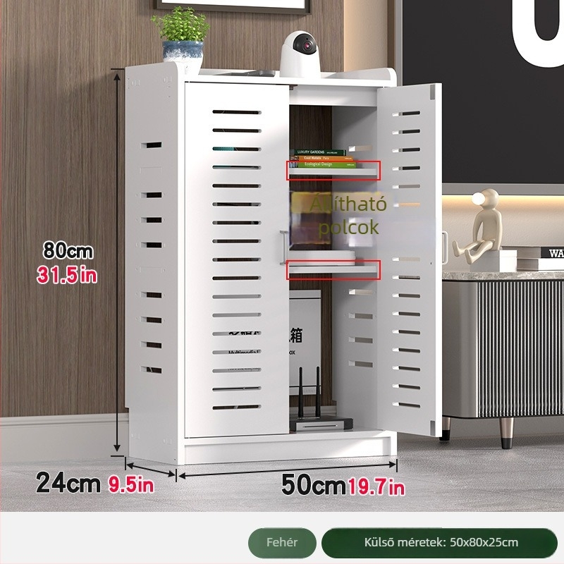 Router tároló állvány PVC-ből, egyszerű modern stílus, padlón álló kivitel, 2 réteg