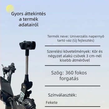 Morass esernyő tartó csipesz elektromos robogóhoz és babakocsikhoz, Vas rúd, Kézi nyitás