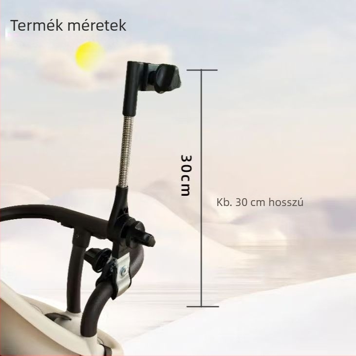 Morass esernyő tartó csipesz elektromos robogóhoz és babakocsikhoz, Vas rúd, Kézi nyitás