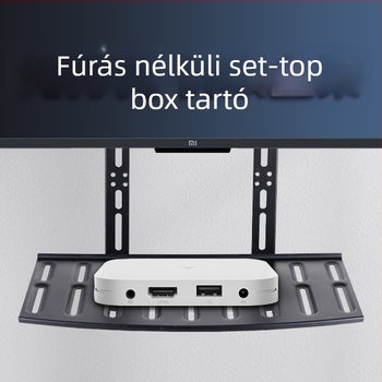 STB105 lyuk nélküli TV-set-top box tároló, magasságállító, vas tartó, teherbírás 5-10 kg
