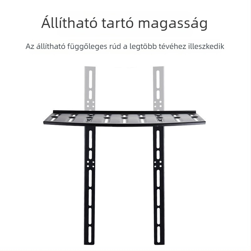 STB105 lyuk nélküli TV-set-top box tároló, magasságállító, vas tartó, teherbírás 5-10 kg
