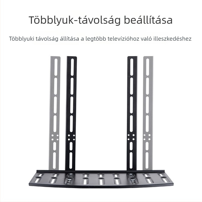 STB105 lyuk nélküli TV-set-top box tároló, magasságállító, vas tartó, teherbírás 5-10 kg