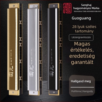 Guoguang harmonika, 28-lyukú, széles tartományú polifonikus, C hangnem, modell GG28A-1/2/3
