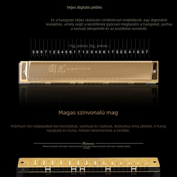 Guoguang harmonika, 28-lyukú, széles tartományú polifonikus, C hangnem, modell GG28A-1/2/3