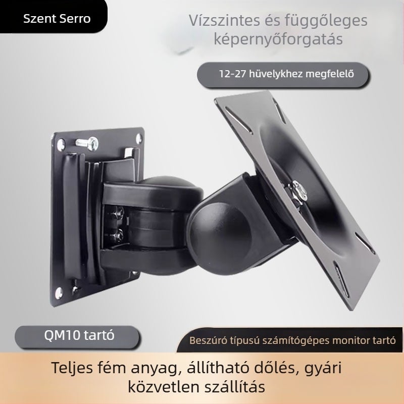 QM10 számítógép-monitor állvány — teljesen fémből, forgó, vízszintes és függőleges forgatással