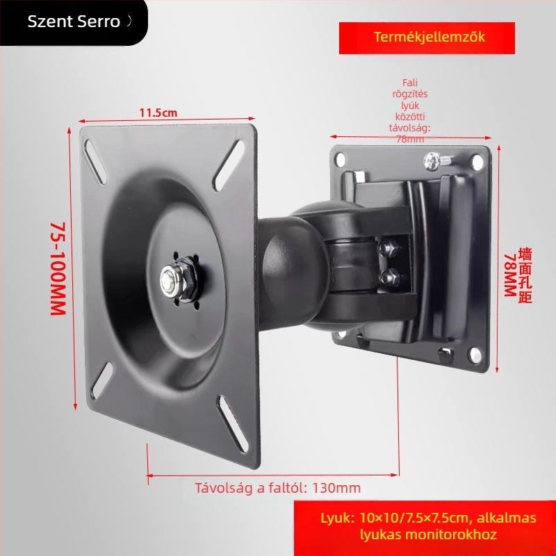 QM10 számítógép-monitor állvány — teljesen fémből, forgó, vízszintes és függőleges forgatással
