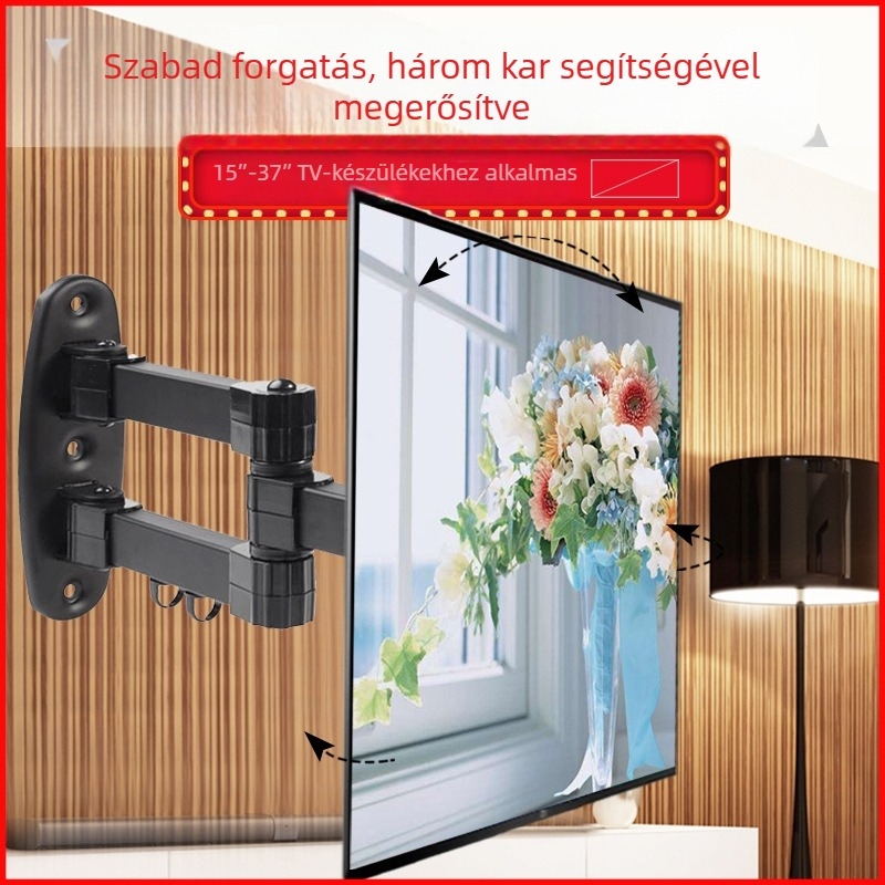TV-fali tartó teleszkópos forgóval, kézi működtetés, modell MA3270, hideg-hengerelt acél, teherbírás 15 kg-ig