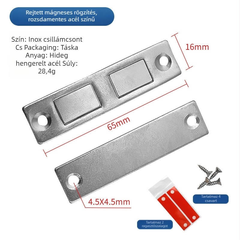 Kétoldali mágneses vonzással rendelkező, kibővített szekrény tolóajtóval, fogantyú nélküli