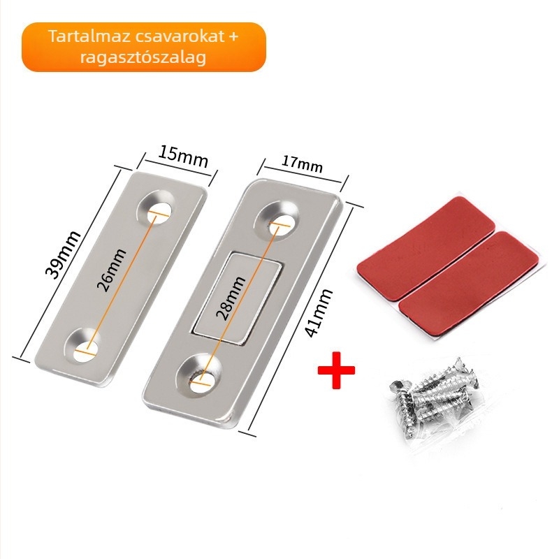 Kétoldali mágneses vonzással rendelkező, kibővített szekrény tolóajtóval, fogantyú nélküli