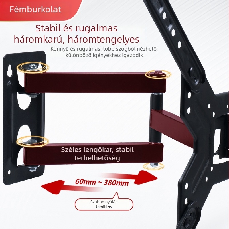 Teleszkópos falra szerelhető TV/monitor tartó, 180°-os döntés, modell Z40, hideg-hengerelt acél