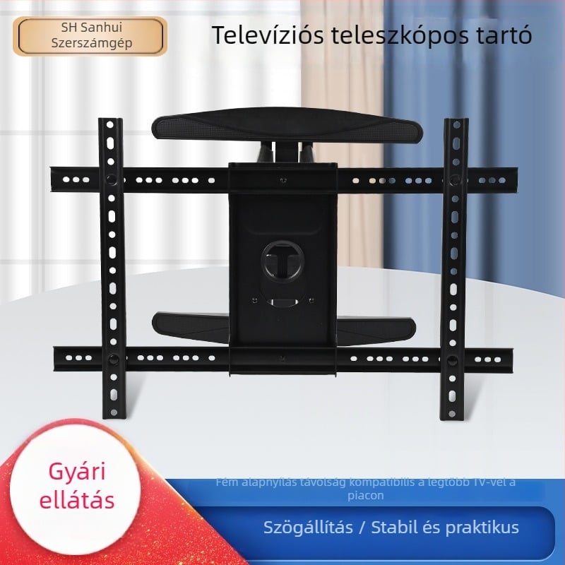 Universális falra szerelhető TV-tartó, forgó teleszkópos kar, kihúzható, hidegen hengerelt acélból