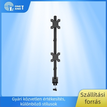 Két monitorhoz zárható asztali klipekkel rögzíthető állvány, kar nélkül, forgatható teleszkópos beállítás, mechanikus működtetés, modell M063
