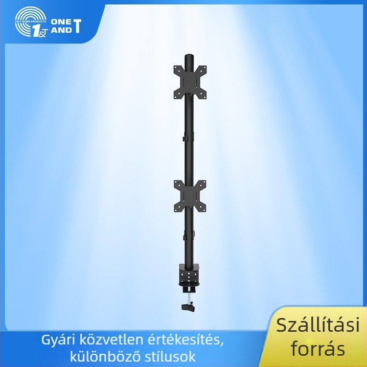 Két monitorhoz zárható asztali klipekkel rögzíthető állvány, kar nélkül, forgatható teleszkópos beállítás, mechanikus működtetés, modell M063