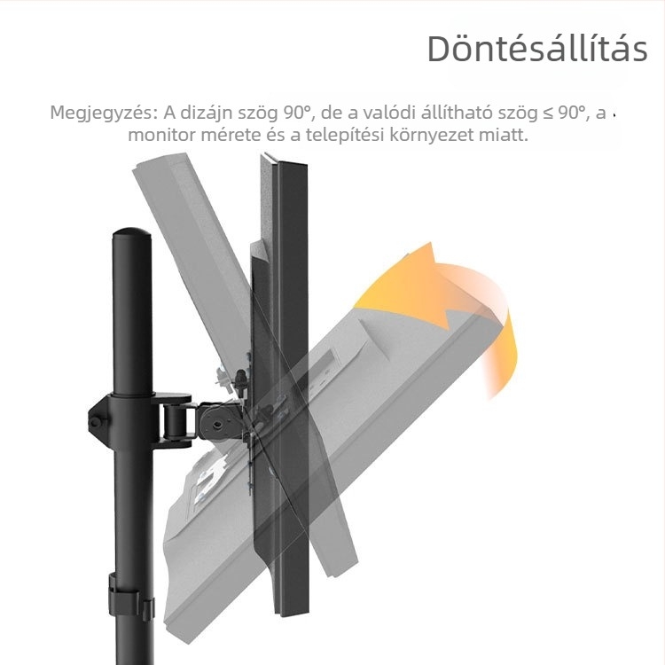 Két monitorhoz zárható asztali klipekkel rögzíthető állvány, kar nélkül, forgatható teleszkópos beállítás, mechanikus működtetés, modell M063