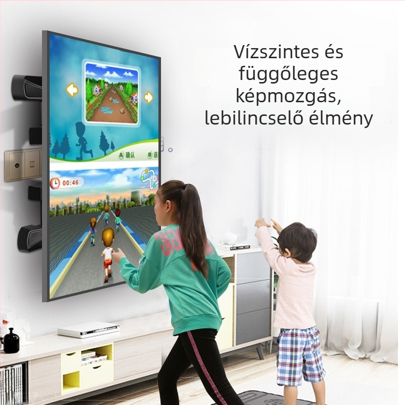 Hatkarú forgó falra szerelhető televíziótartó, 90°-os vízszintes/függőleges váltás; acél hidegen hengerelt + ABS konstrukció.