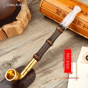 Aibo vintage kézzel készített pipa szett — fém pipa, Aibo márka, hagyományos kínai stílus