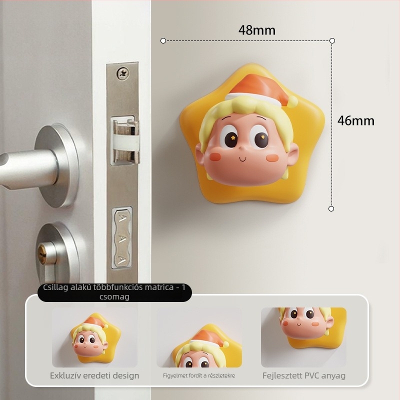 Csillag alakú ajtóütközés-gátló ragasztó stopper, PVC-anyagú, ragasztóval szerelhető, standard felépítés, modern minimalista stílus