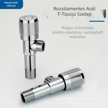 Rozsdamentes acélból készült háromszögletű szelep rézmaggal, forró és hideg vízhez, univerzálisan használható mosdóhoz és WC-hez, robbanásbiztos kapcsolóval, csavaros szerelés, modell 02201, üzemnyomás 4.0, belső Ø 20 mm