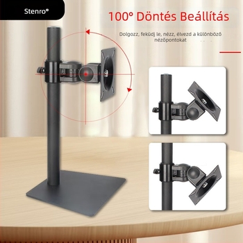 Monitorállvány T02 – univerzális asztali számítógéphez, 360°-os forgó alap, vízszintes és függőleges kijelzőtámogatás, anyag: hideg-hengerelt acél