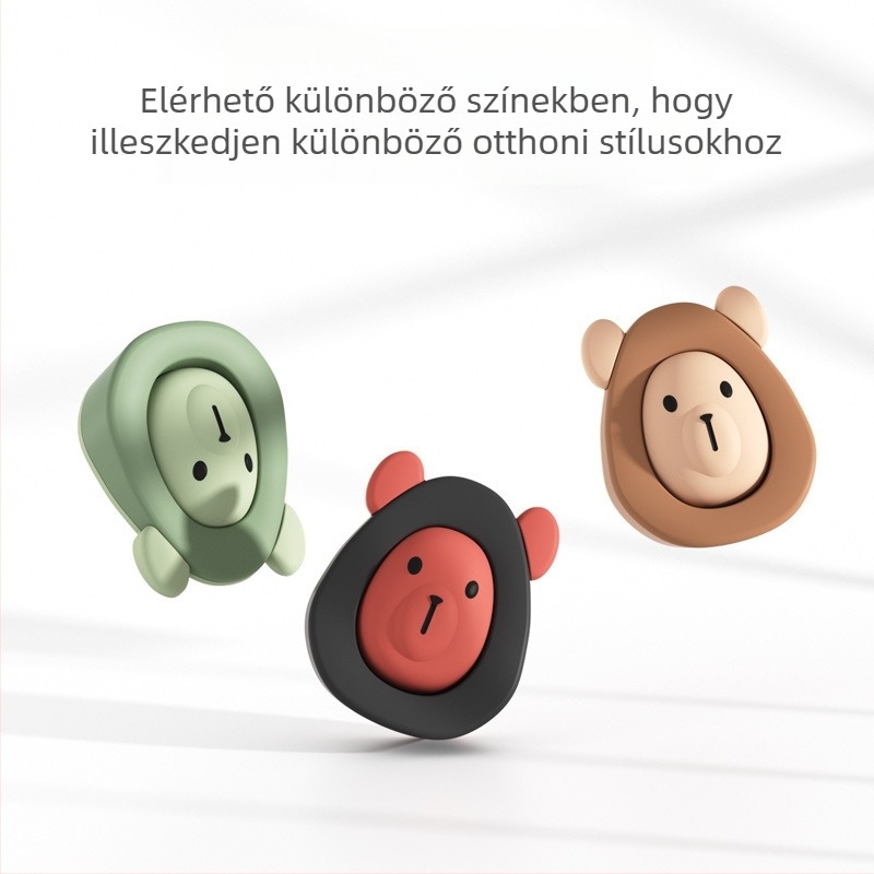 Szilikon ajtóstop, medve figura, ütközésgátló párna, padlóra szerelhető, kézi működtetés