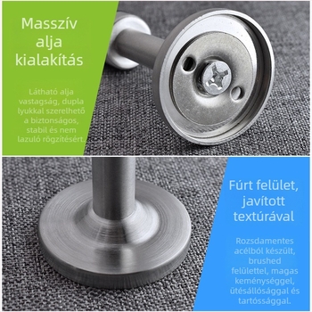 Rozsdamentes acél ajtó felső stopper, modell 913, falra szerelhető, felület drótszövésű