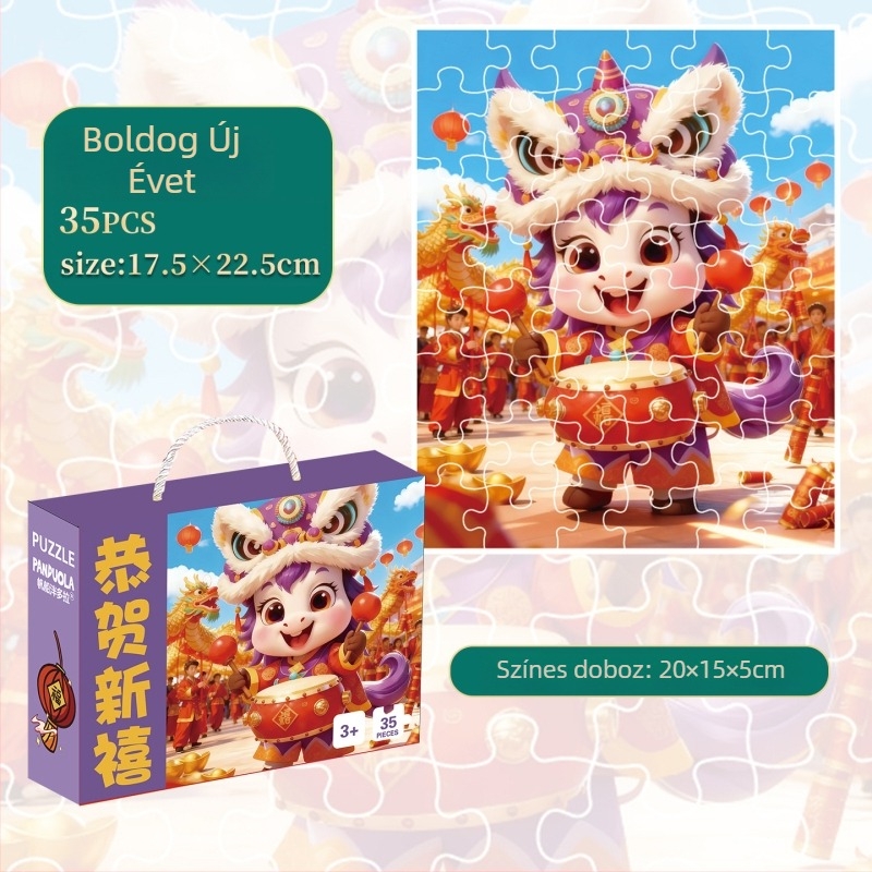 A ló éve puzzle — sík papírból készült összeszerelhető puzzle, 7–14 éveseknek, kezdő szint, 60 perc, ajándékdobozos csomagolás