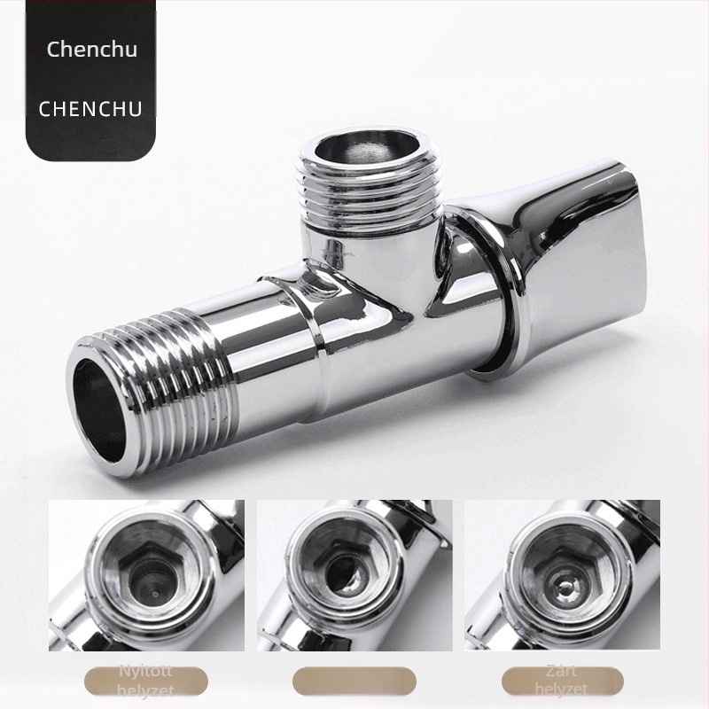 Réz vízmelegítő gömbcsap, nagy áramlású, menetes csatlakozás, forró és hideg víz, zuhanyrendszer