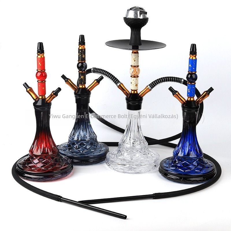 Hookah – dupla cső vízipipa készlet – alumínium test – modern minimalista stílus – határokon átívelő kizárólagos ellátás – logó nyomtatás