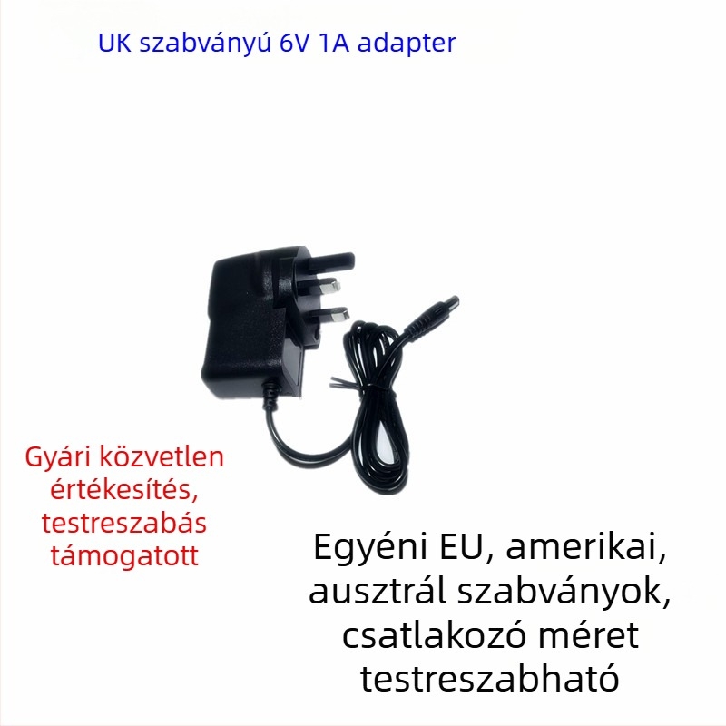 Brit szabvány szerinti DC 5V/6V/9V/12V, 1A tápegység monitorozó set-top boxhoz, kapcsoló tápcsatlakozóval