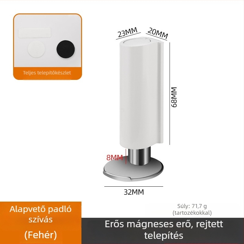 Rúzs alakú lyukmentes mágneses ajtóstop, üvegajtókhoz, automatikus, ultra keskeny, csendes