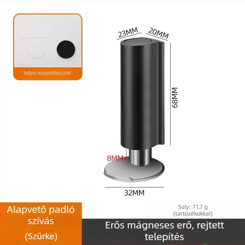 Rúzs alakú lyukmentes mágneses ajtóstop, üvegajtókhoz, automatikus, ultra keskeny, csendes