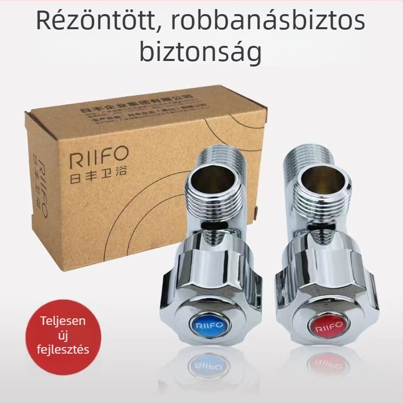 Rifeng sárgaréz meleg–hideg oldalsó szelep, Modell 1056 – universal a vízmelegítőkhöz és a WC-khez