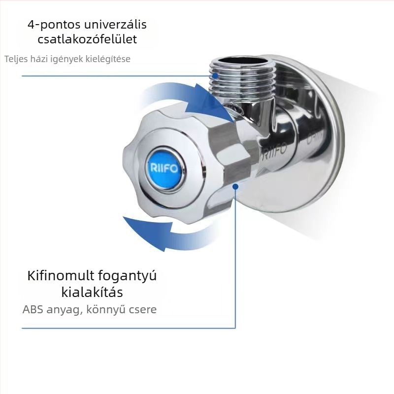 Rifeng sárgaréz meleg–hideg oldalsó szelep, Modell 1056 – universal a vízmelegítőkhöz és a WC-khez