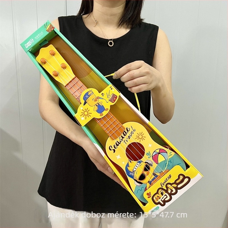 Gitár formájú rajzfilm zenélő játék gyerekeknek, korai oktatási hangszer, interaktív játék, érzelmi, látási és kognitív fejlődés 4–6 éveseknek