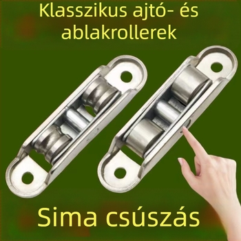 Műanyag‑acél ajtó- és ablakcsapágy, kettős görgő, csendes, sík vezetőcsatorna, tűgörgős görgő, univerzális típus