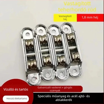 Műanyag‑acél ajtó- és ablakcsapágy, kettős görgő, csendes, sík vezetőcsatorna, tűgörgős görgő, univerzális típus