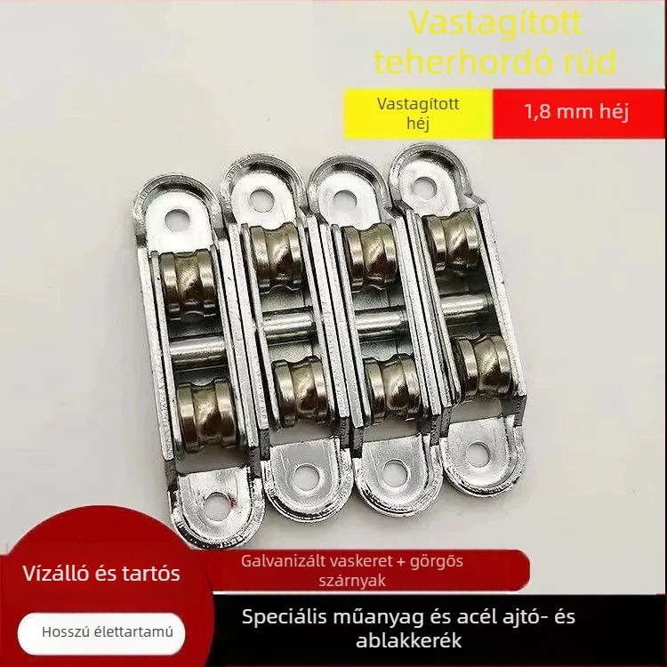 Műanyag‑acél ajtó- és ablakcsapágy, kettős görgő, csendes, sík vezetőcsatorna, tűgörgős görgő, univerzális típus