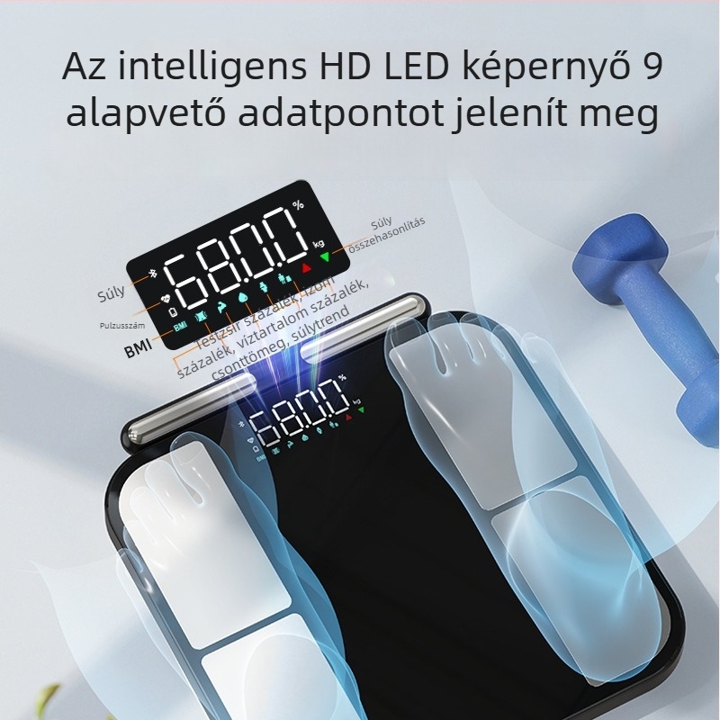 Bluetooth testzsírmérleg otthoni használatra – elektronikus testsúlymérleg, amely méri a testsúlyt, testzsírt és hidratációt, kalóriákat